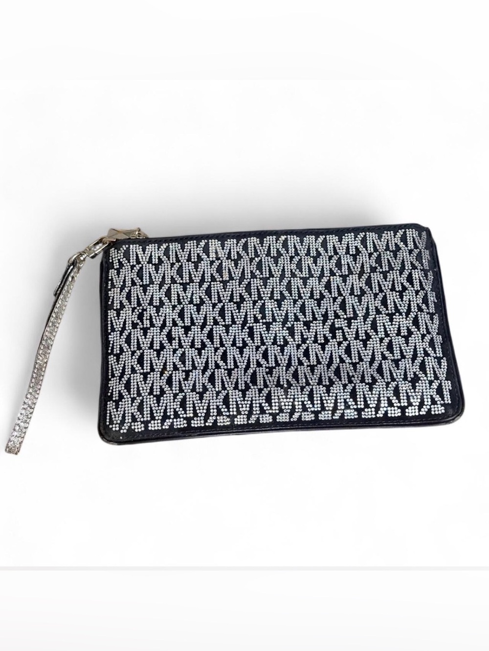 Michael Kors Black Logo Crystal Large Wristlet